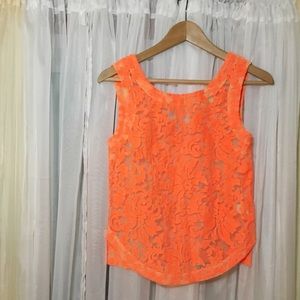 🧡 Gianni Bini Orange Sheer Paisley Blouse